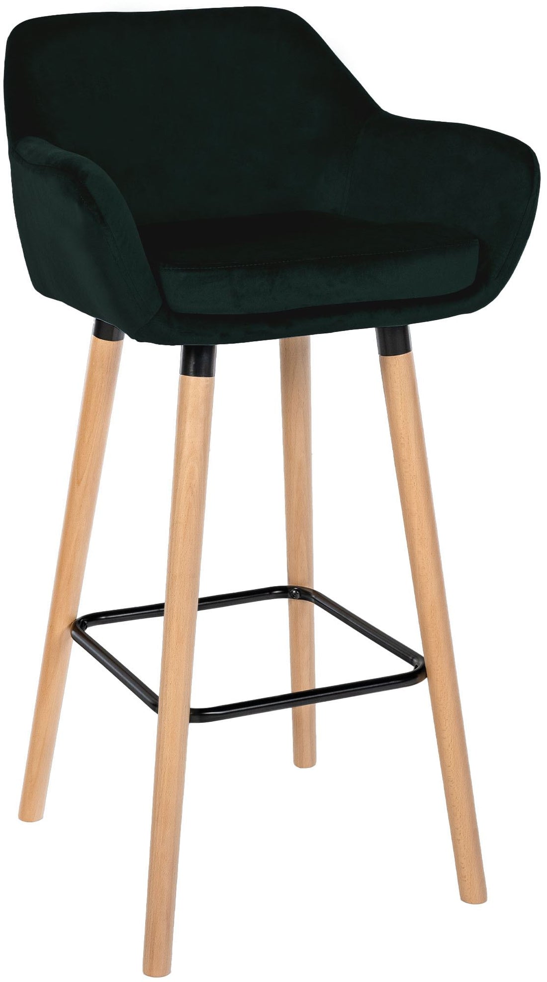 Barkruk met Zachte Bekleding - Hoge Kruk - Ergonomisch Comfort stoel, Beukenhouten Onderstel Kleur groen