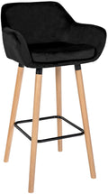 Barkruk met Zachte Bekleding - Hoge Kruk - Ergonomisch Comfort stoel, Beukenhouten Onderstel Kleur zwart