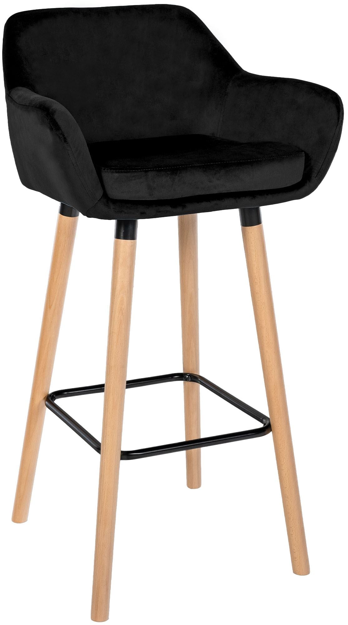 Barkruk met Zachte Bekleding - Hoge Kruk - Ergonomisch Comfort stoel, Beukenhouten Onderstel Kleur zwart