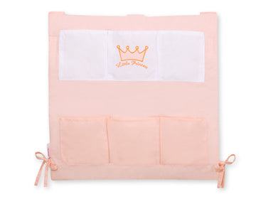 Spjälsängsförvaring – Organisatör – 6 förvaringsfack – Lille prinsen/prinsessan – 100 % bomull – Puderrosa