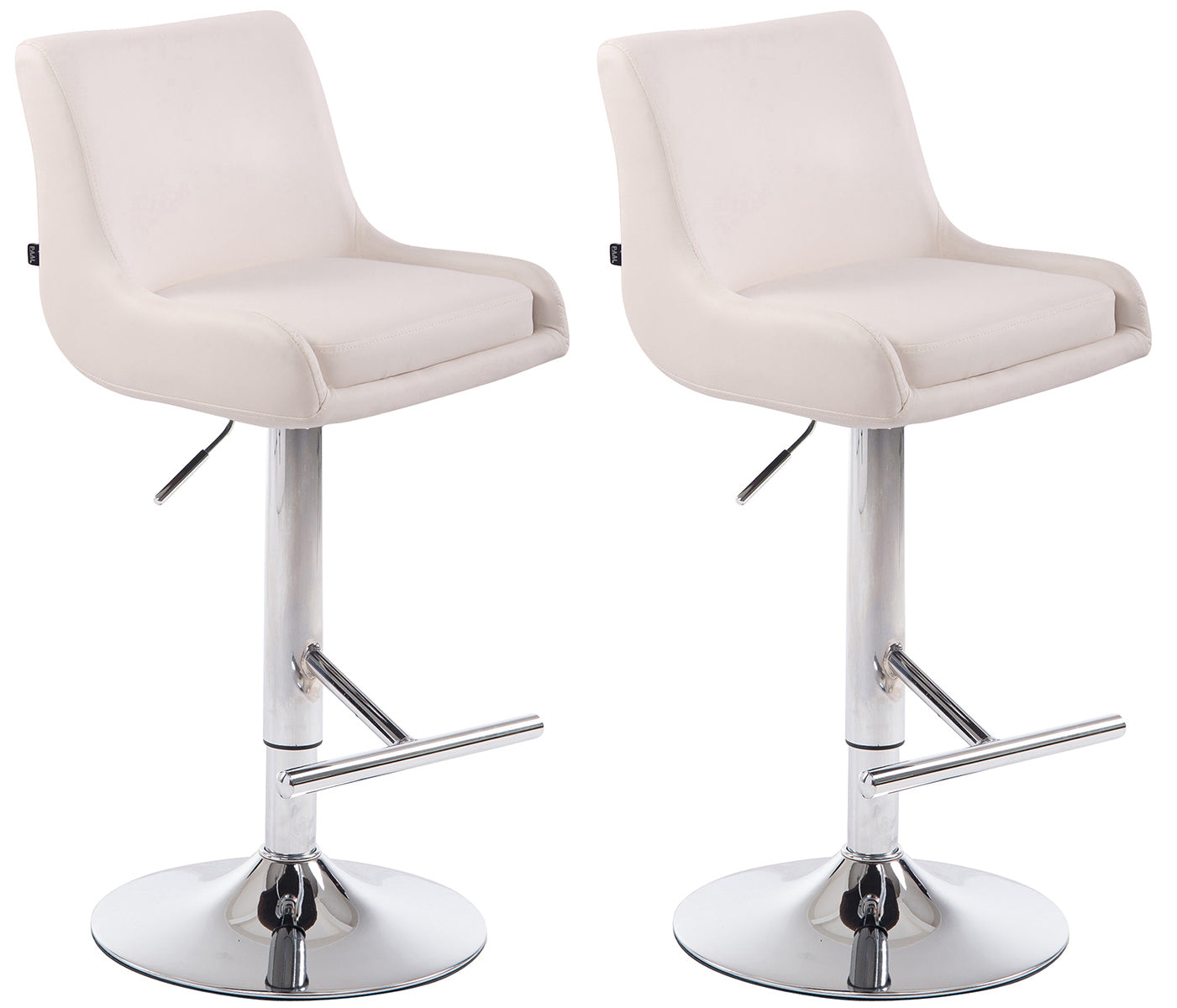 Set van 2 Barkrukken - Eetkamerstoelen - In Hoogte Verstelbaar, Comfortabele Voetensteun Kleur wit