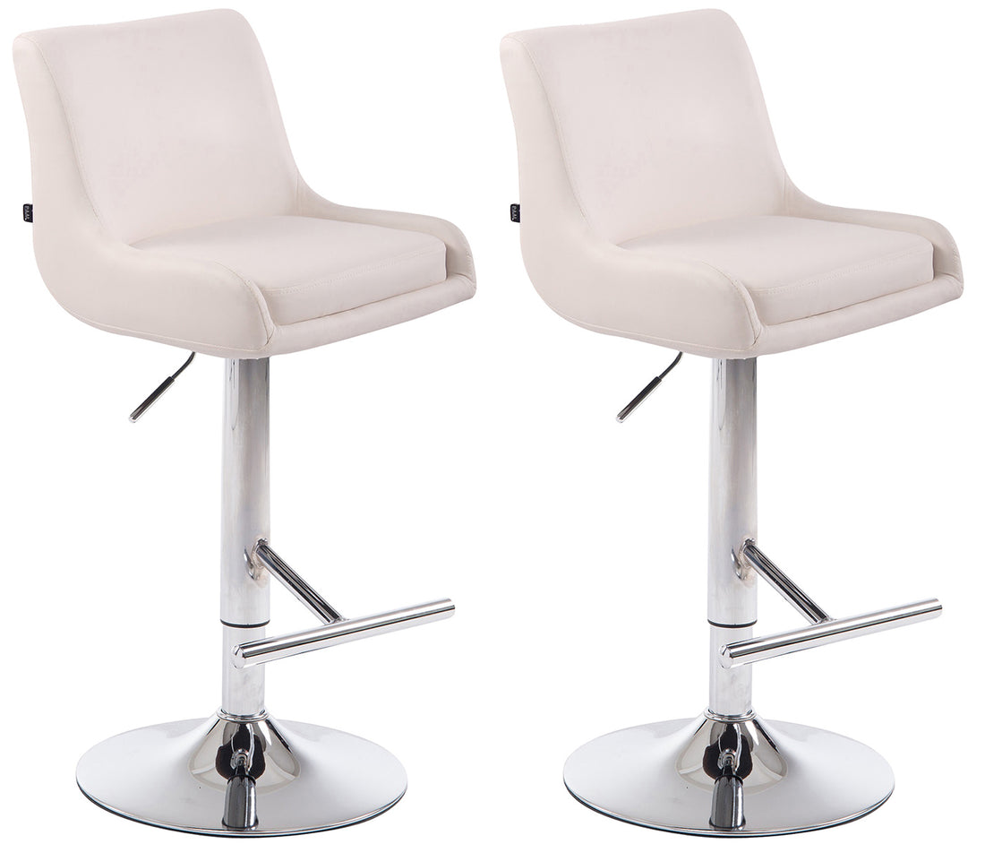 Set van 2 Barkrukken - Eetkamerstoelen - In Hoogte Verstelbaar, Comfortabele Voetensteun Kleur wit