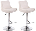 Set van 2 Barkrukken - Eetkamerstoelen - In Hoogte Verstelbaar, Comfortabele Voetensteun Kleur wit