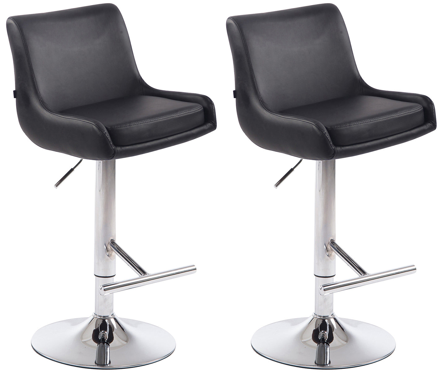 Set van 2 Moderne Barkrukken - Kunstleren Krukken - Hoog Comfort & Verstelbaar Kleur zwart