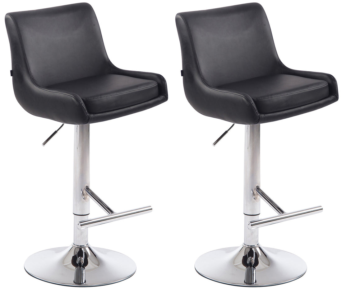 Set van 2 Moderne Barkrukken - Kunstleren Krukken - Hoog Comfort & Verstelbaar Kleur zwart