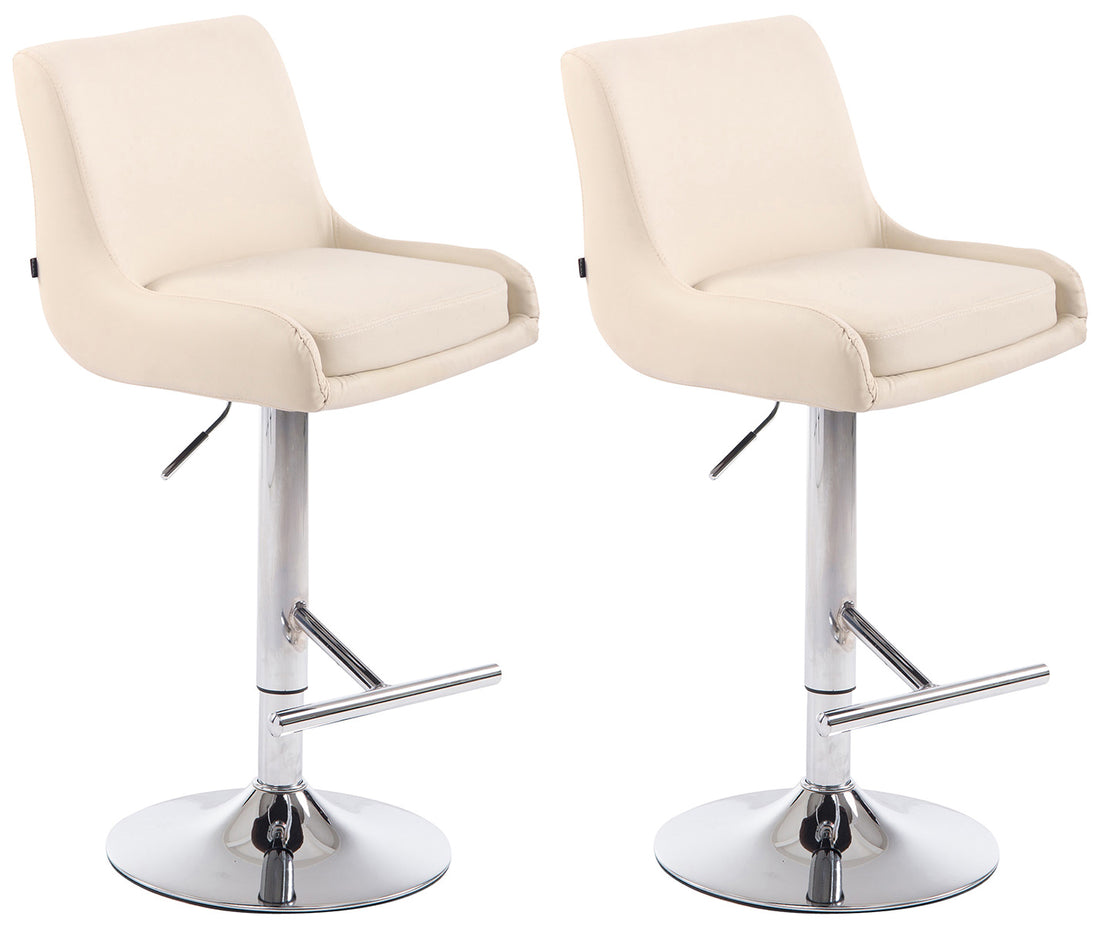Set van 2 Barkrukken, Kunstleer, Verstelbaar Comfort, 360° Draaibaar - Perfect voor Elke Toonbank Kleur crème
