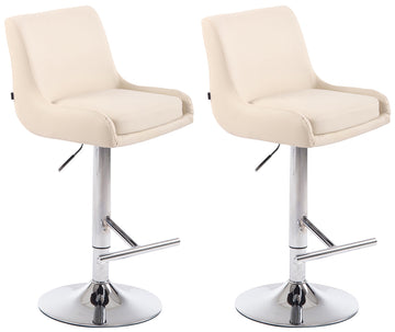 Set van 2 Barkrukken, Kunstleer, Verstelbaar Comfort, 360° Draaibaar - Perfect voor Elke Toonbank Kleur crème