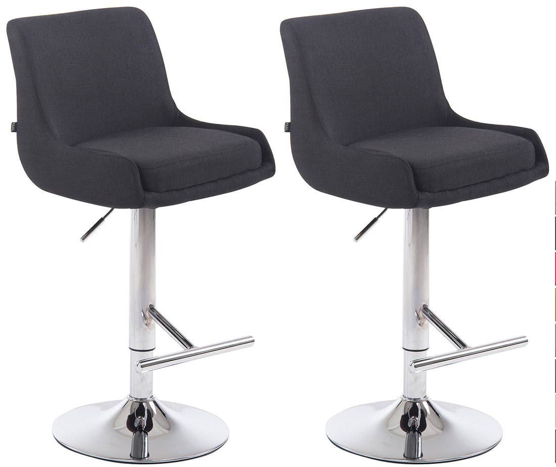 Set van 2 Stoffen Barkrukken - Krukken - 360° Draaibaar Comfort Kleur zwart