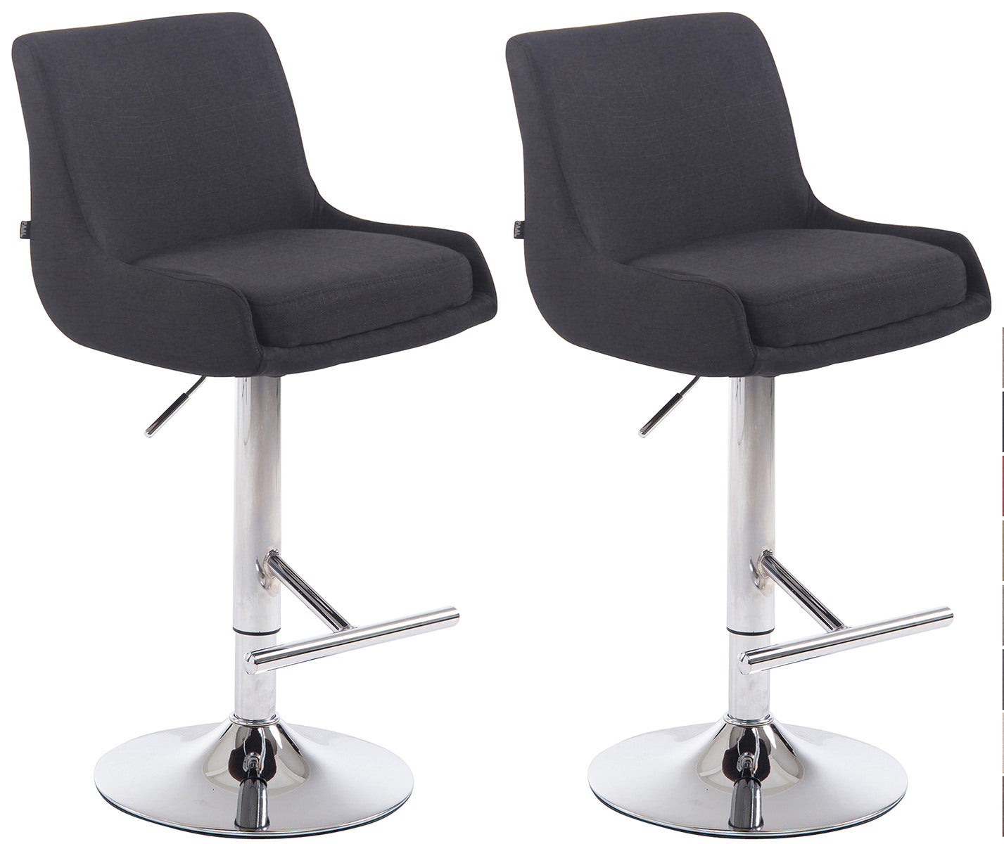 Set van 2 Stoffen Barkrukken - Krukken - 360° Draaibaar Comfort Kleur zwart