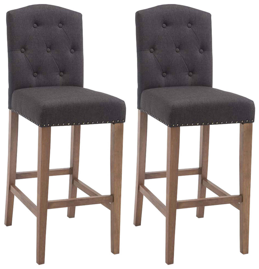 2-delige set Barkrukken - Hoge Stoelen - Comfortabele rugleuning, Verkrijgbaar in Meerdere Kleuren Kleur donkergrijs Onderstel Kleur antiek-helder