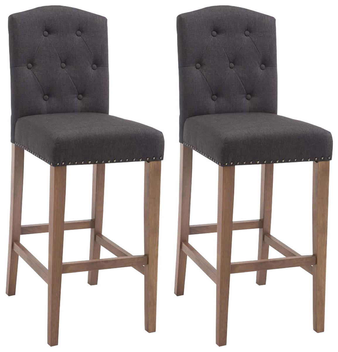 2-delige set Barkrukken - Hoge Stoelen - Comfortabele rugleuning, Verkrijgbaar in Meerdere Kleuren Kleur donkergrijs Onderstel Kleur antiek-helder