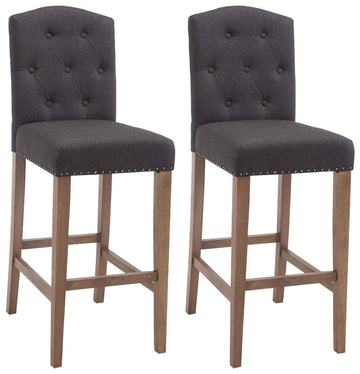 2-delige set Barkrukken - Hoge Stoelen - Comfortabele rugleuning, Verkrijgbaar in Meerdere Kleuren Kleur donkergrijs Onderstel Kleur antiek-helder