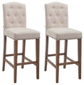 Set van 2 Barkrukken - Barstoelen - Comfortabele Hoge Rugleuning & Voetsteun Kleur crème