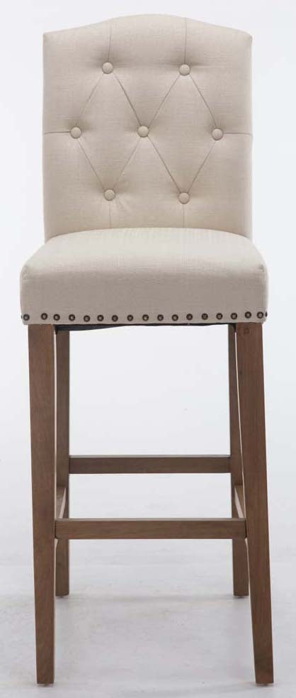Set van 2 Barkrukken - Barstoelen - Comfortabele Hoge Rugleuning & Voetsteun Kleur crème