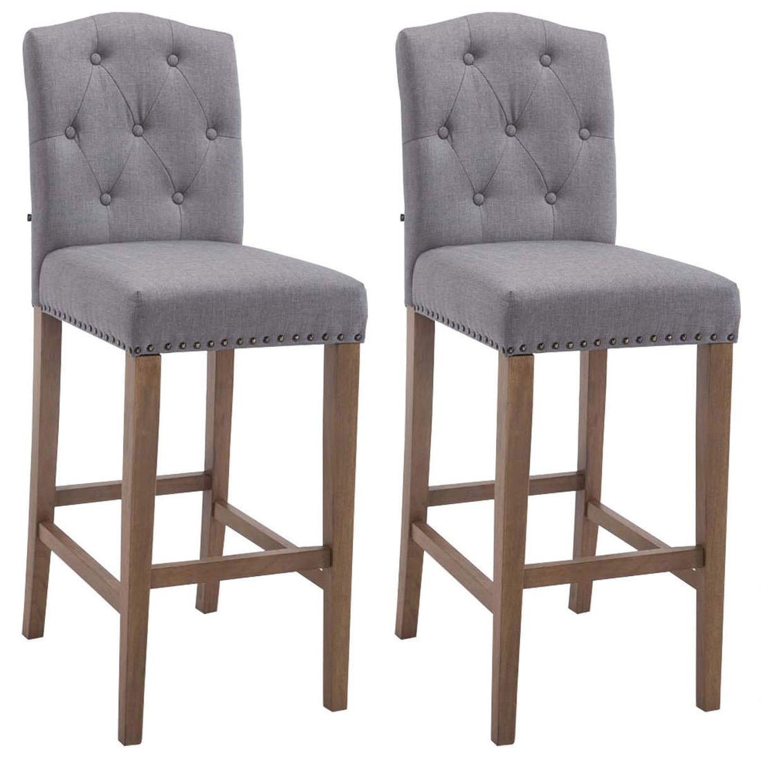 2-delige set Barkrukken - Hoge Stoelen - Comfortabele rugleuning, Verkrijgbaar in Meerdere Kleuren Kleur donkergrijs Onderstel Kleur antiek-helder