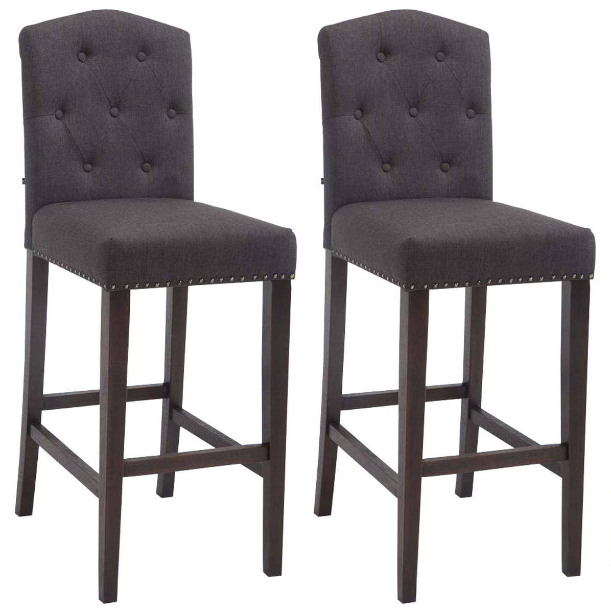 2-delige set Barkrukken - Hoge Stoelen - Comfortabele rugleuning, Verkrijgbaar in Meerdere Kleuren Kleur donkergrijs Onderstel Kleur antiek