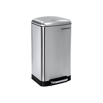 Afvalbak met softclose, 30 l, roestvrij staal, zilver, 34,5 x 27,5 x 61,5 cm