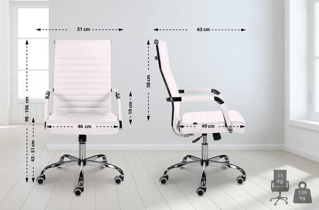 Comfortabele Bureaustoel, Kantoorstoel - Ergonomisch Design, Verstelbare Hoogte Kleur wit