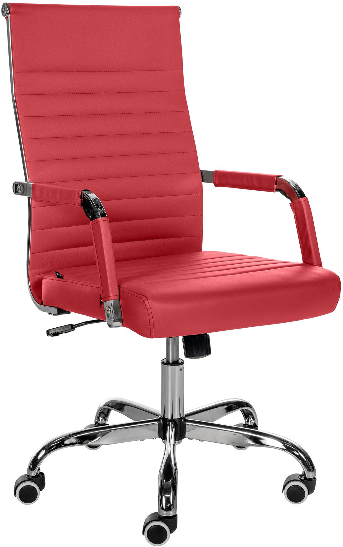 Comfortabele Bureaustoel, Ergonomische Comfort, Kunstleer Bekleding, Traploos Verstelbaar Kleur rood