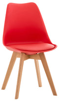 Comfortabele Eetkamerstoel - Keukenstoel - Onderhoudsvriendelijke Bekleding Kleur rood Materiaal KunstStof
