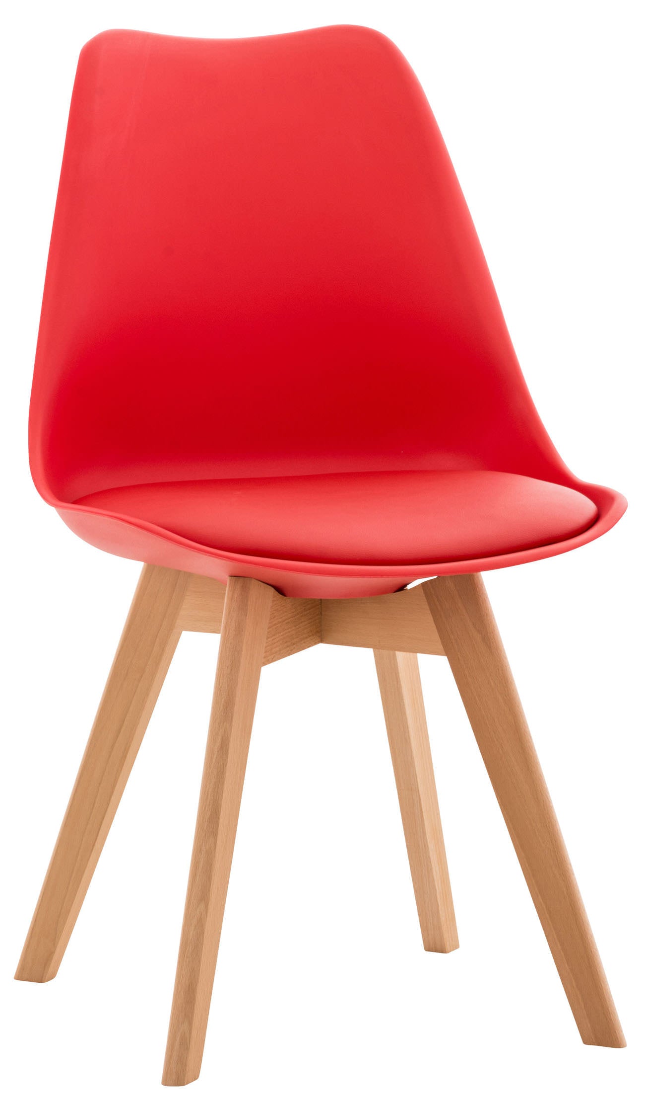 Comfortabele Eetkamerstoel - Keukenstoel - Onderhoudsvriendelijke Bekleding Kleur rood Materiaal KunstStof