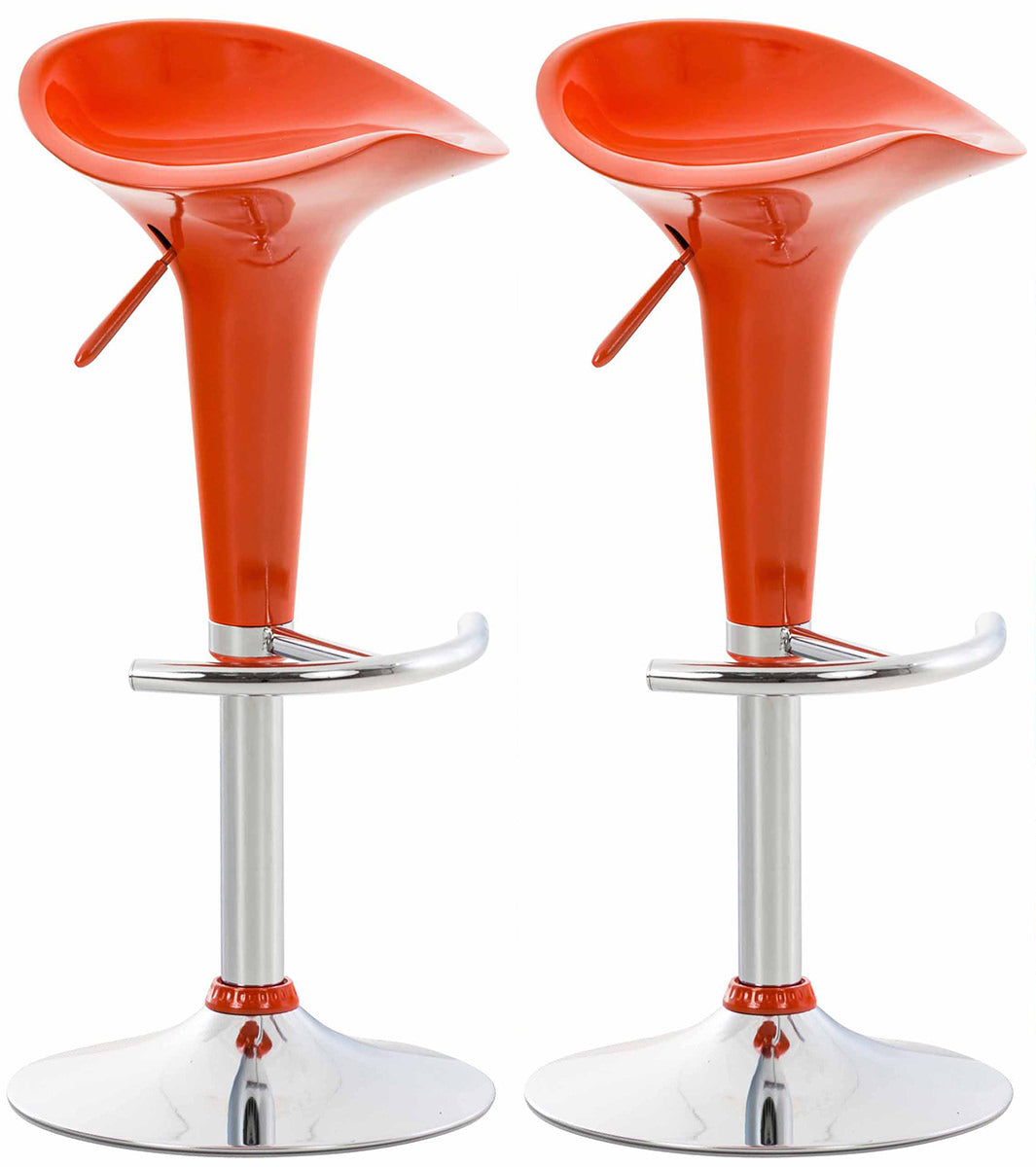 Set van 2 Barkrukken - Hoge krukken - Ergonomisch en Verstelbaar in Hoogte Kleur oranje