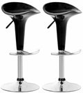 Set van 2 Barkrukken - Hoge krukken - Ergonomisch en Verstelbaar in Hoogte Kleur zwart