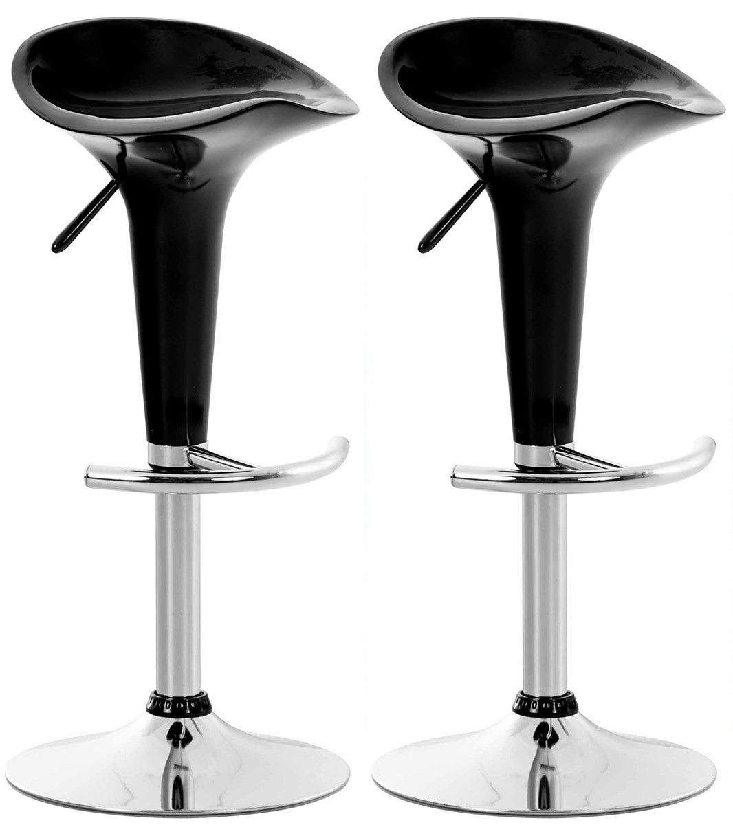 Set van 2 Barkrukken - Hoge krukken - Ergonomisch en Verstelbaar in Hoogte Kleur zwart
