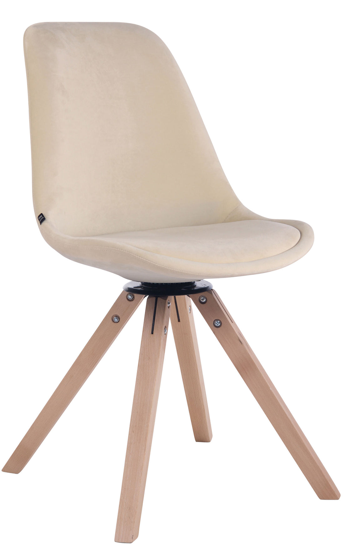 Fluwelen Eetkamerstoel - Luxe Stoel - Exclusieve Uitstraling, Comfortabel Draaibaar Design Onderstel Kleur natuur Kleur crème