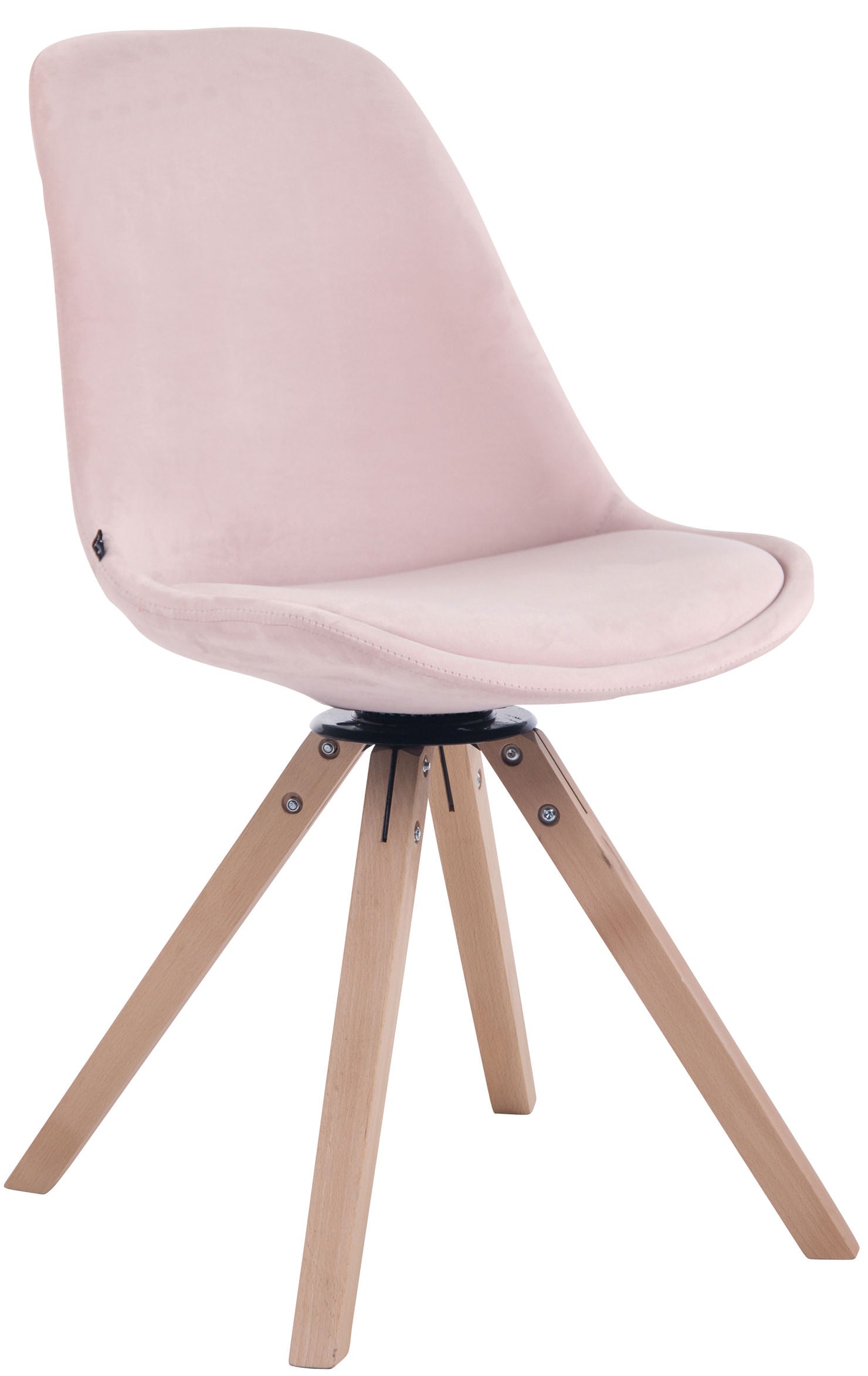 Fluwelen Eetkamerstoel - Luxe Stoel - Exclusieve Uitstraling, Comfortabel Draaibaar Design Onderstel Kleur natuur Kleur roze
