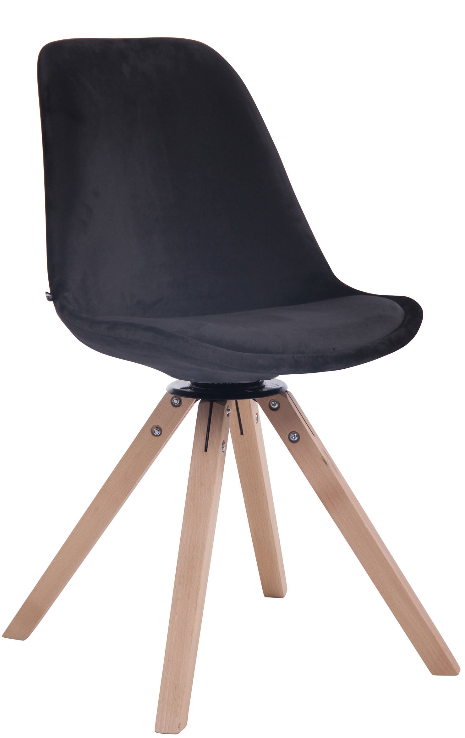Fluwelen Eetkamerstoel - Luxe Stoel - Exclusieve Uitstraling, Comfortabel Draaibaar Design Onderstel Kleur natuur Kleur zwart