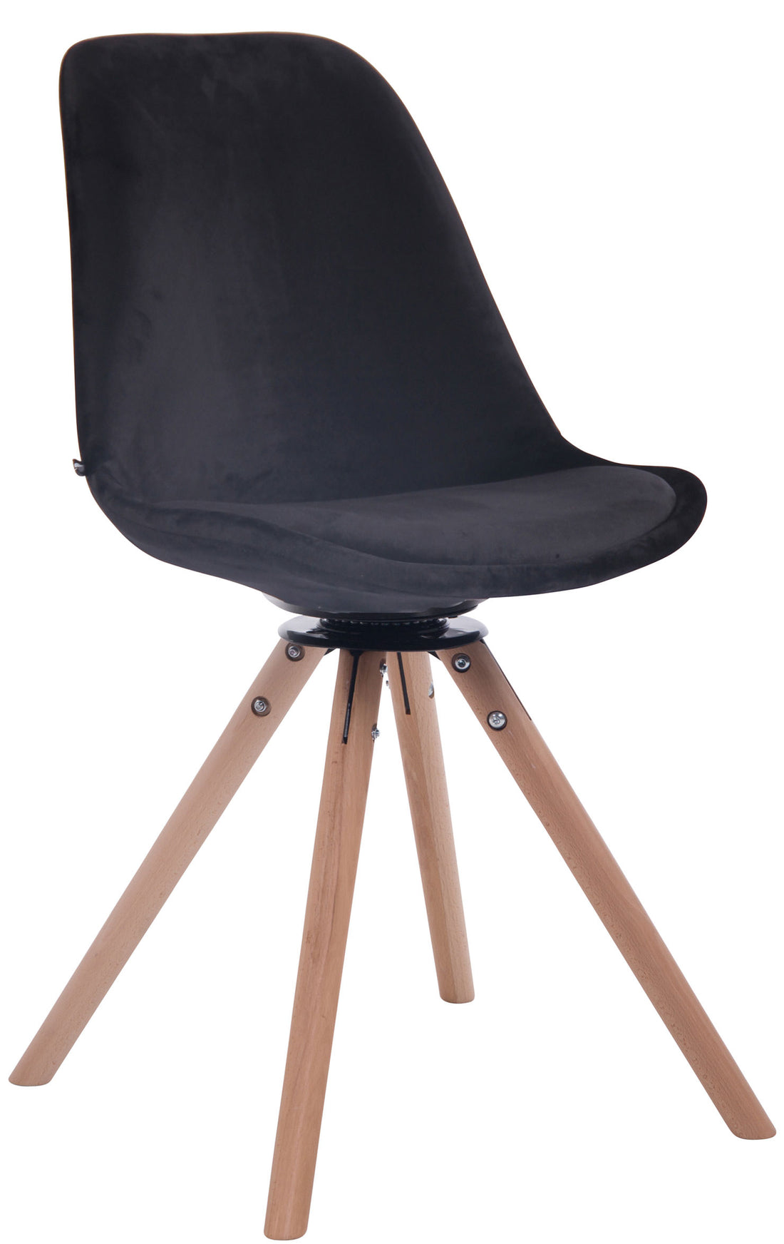 Modieuze Fluwelen Eetkamerstoel - Bezoekersstoel - Superieur Zitcomfort, Fluweel & Hout Kleur zwart