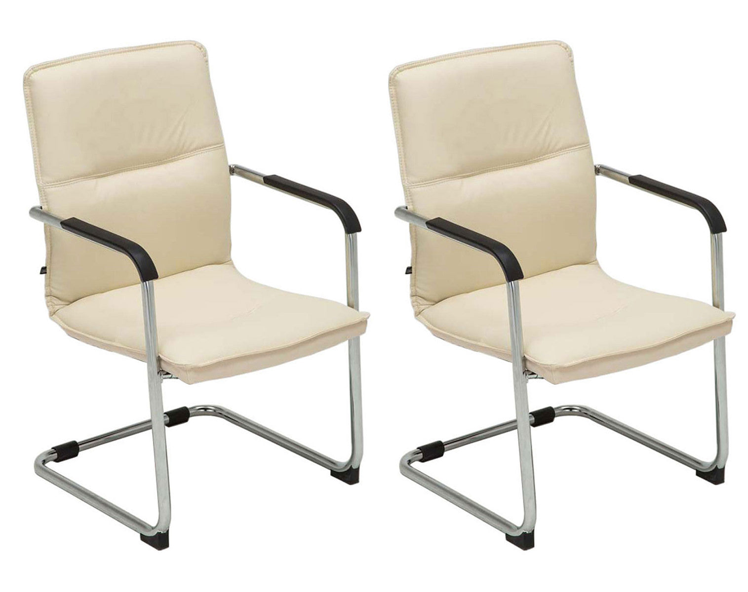 2-delige set Bezoekersstoelen - Vergaderstoelen - Ergonomisch comfort en stijlvol ontwerp Kleur crème