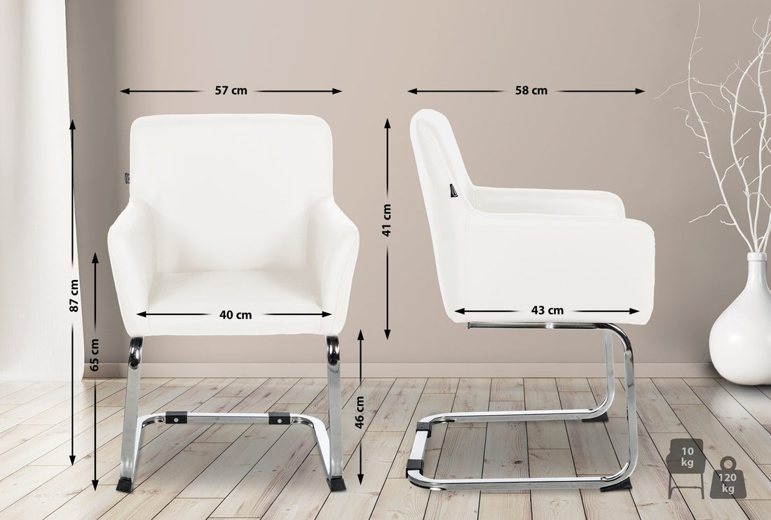 Eetkamerstoel - Sledestoel - Hoogwaardig Kunstleer, Moderne Look en Comfort Kleur wit