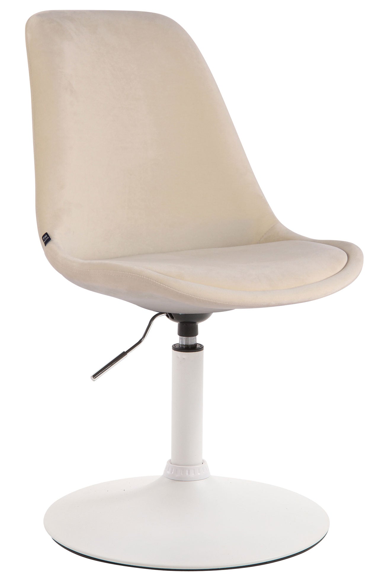 Velours Eetkamerstoel - Luxe Design - In Hoogte Verstelbaar & 360° Draaibaar Kleur crème Onderstel Kleur wit