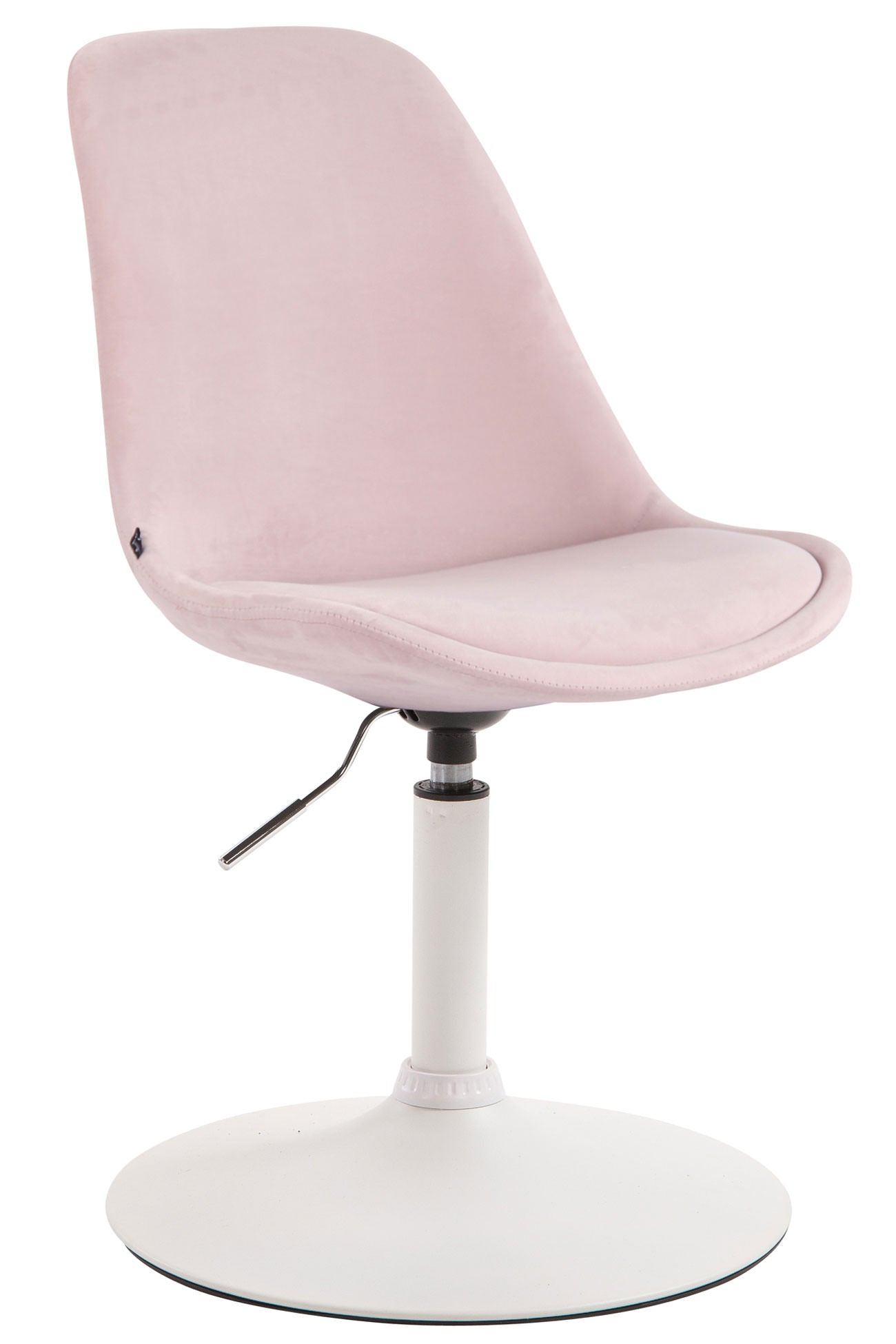 Velours Eetkamerstoel - Luxe Design - In Hoogte Verstelbaar & 360° Draaibaar Kleur roze Onderstel Kleur wit