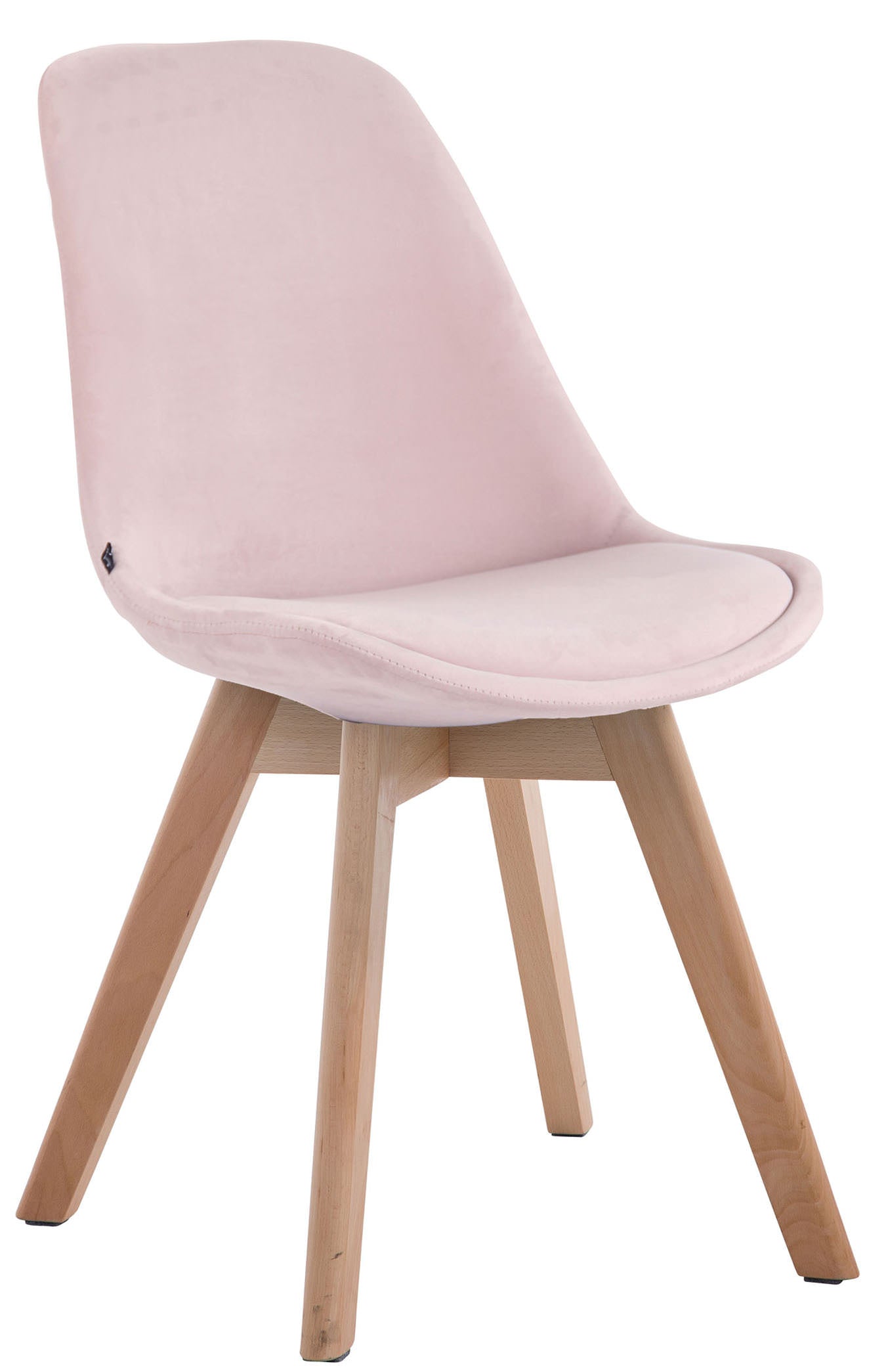 Eetkamerstoel Bezoekersstoel - Comfortabele Armstoel - Fluweel en Hout Kleur roze Onderstel Kleur natuur