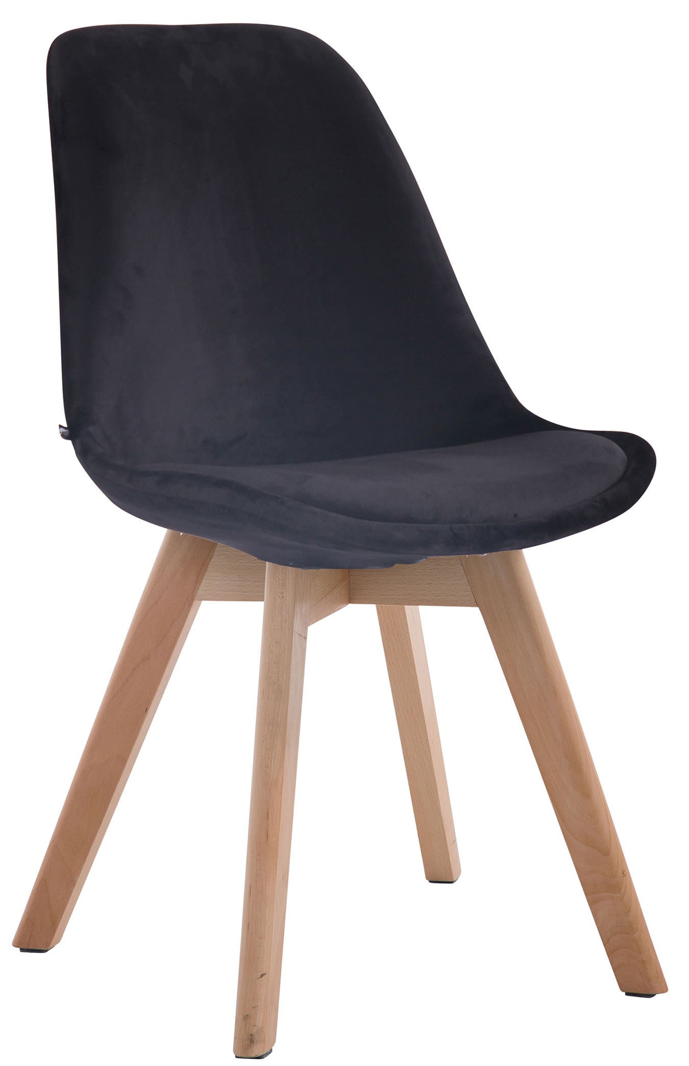 Eetkamerstoel Bezoekersstoel - Comfortabele Armstoel - Fluweel en Hout Kleur zwart Onderstel Kleur natuur