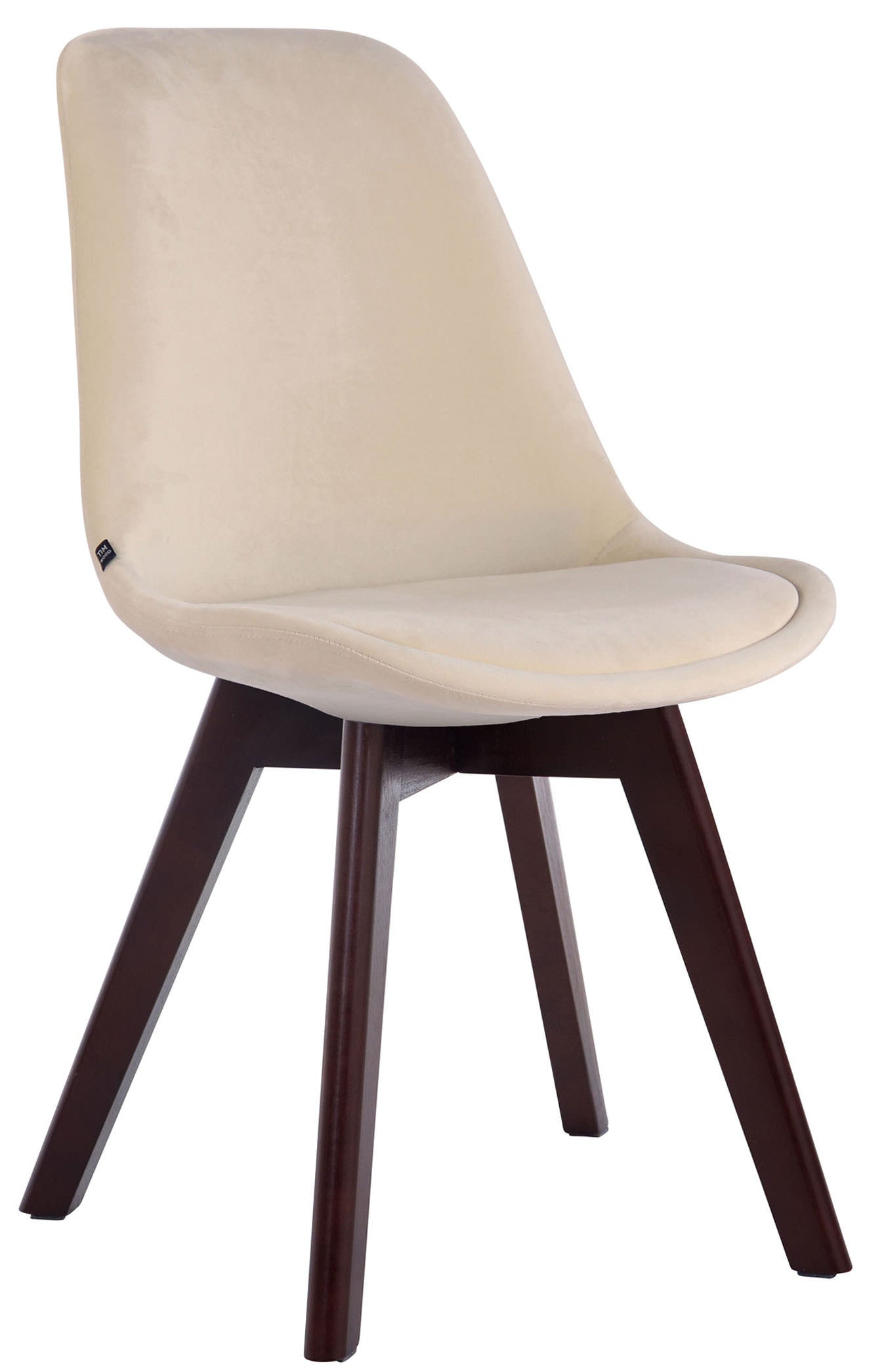 Eetkamerstoel Bezoekersstoel - Comfortabele Armstoel - Fluweel en Hout Kleur crème Onderstel Kleur walnoot