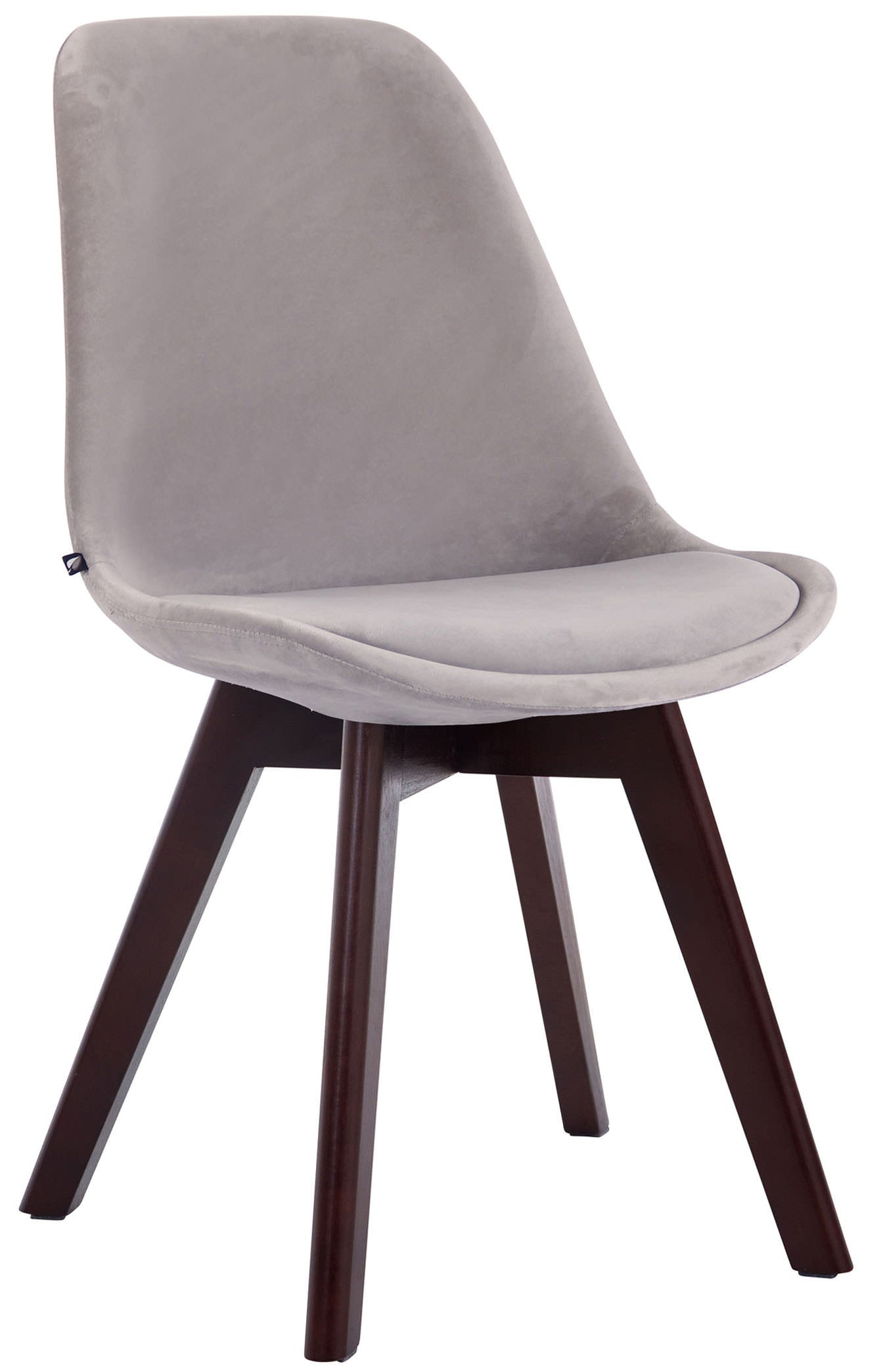 Eetkamerstoel Bezoekersstoel - Comfortabele Armstoel - Fluweel en Hout Kleur grijs Onderstel Kleur walnoot