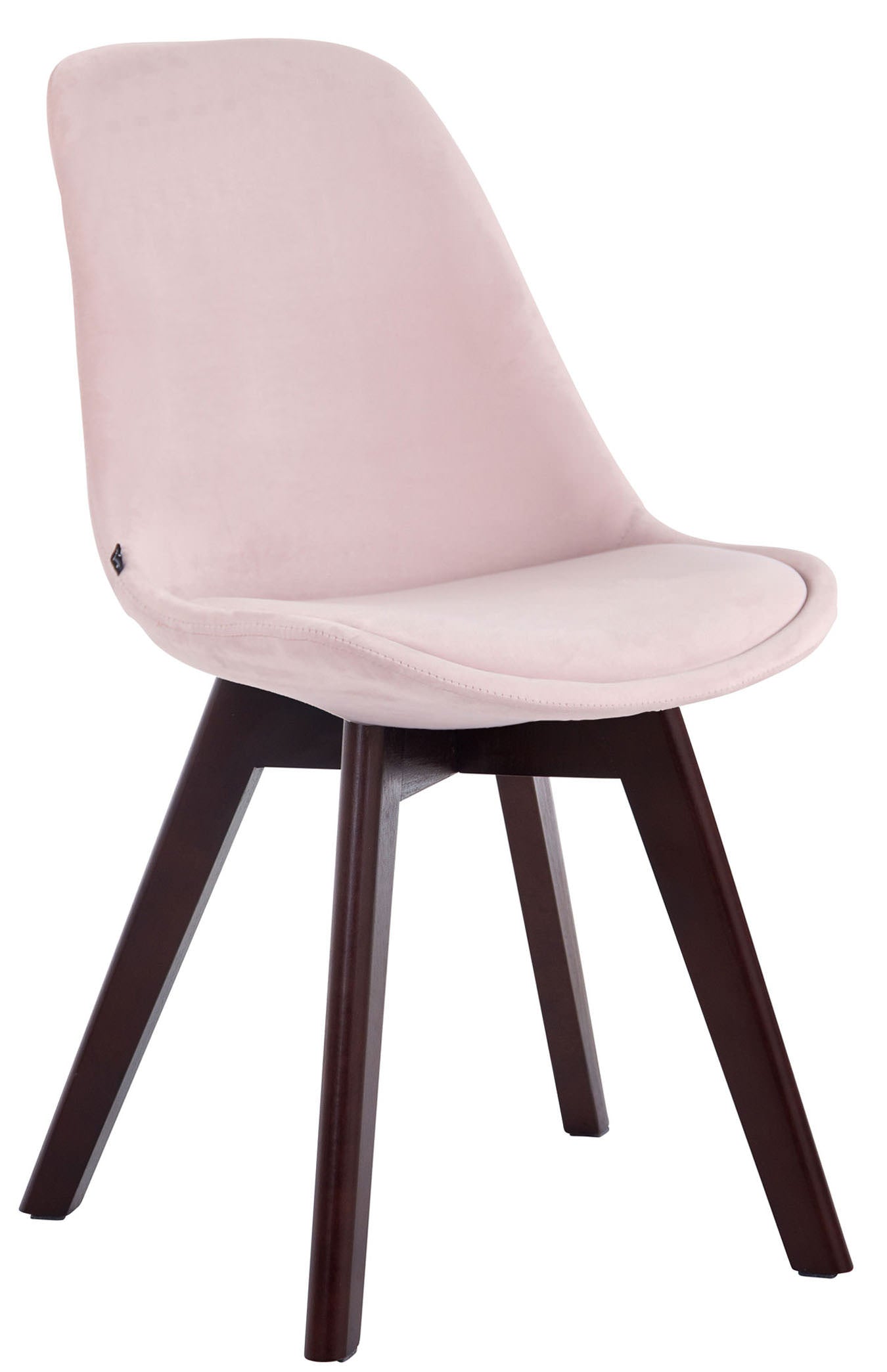 Eetkamerstoel Bezoekersstoel - Comfortabele Armstoel - Fluweel en Hout Kleur roze Onderstel Kleur walnoot