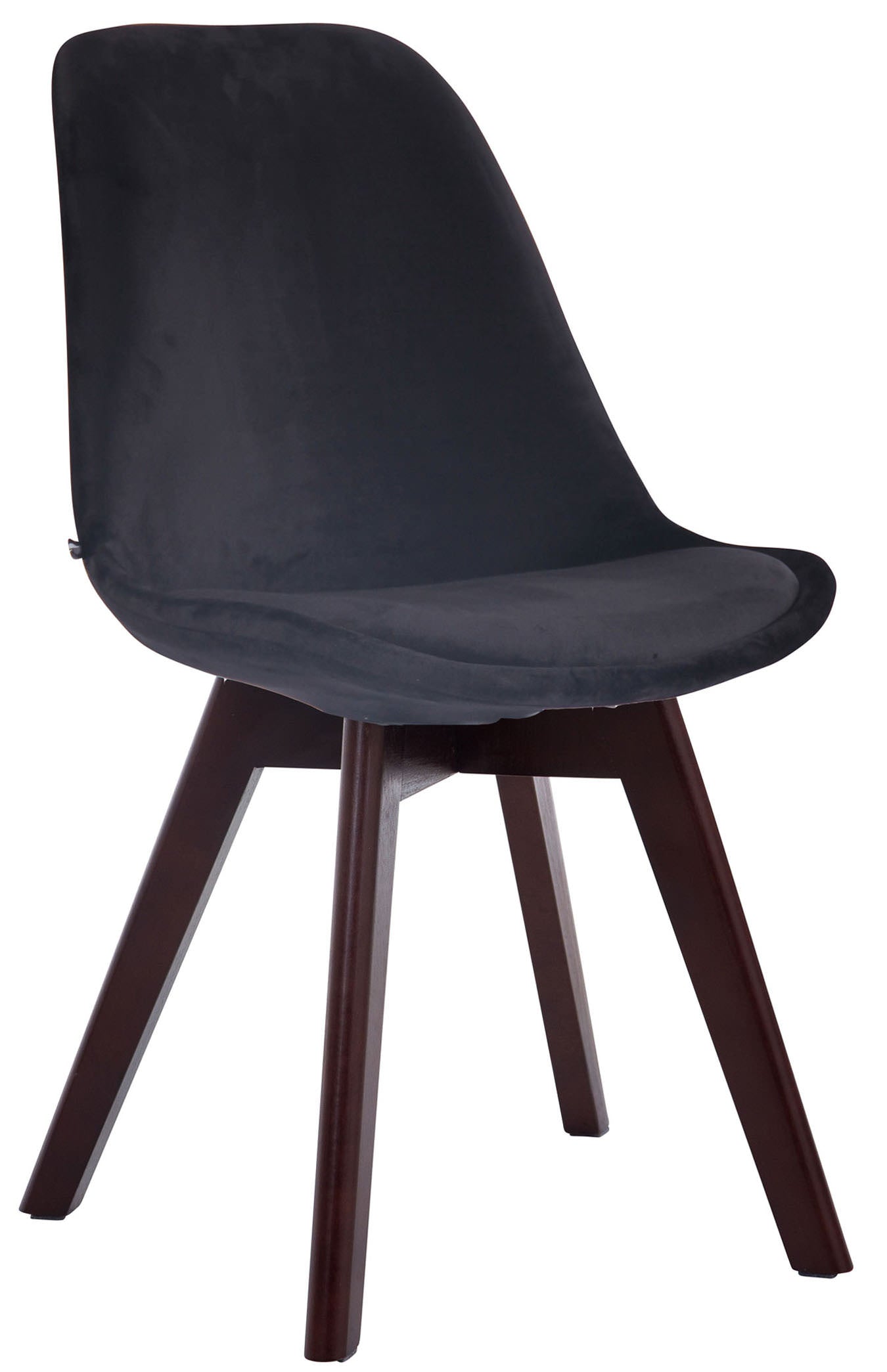 Eetkamerstoel Bezoekersstoel - Comfortabele Armstoel - Fluweel en Hout Kleur zwart Onderstel Kleur walnoot