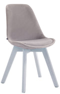 Eetkamerstoel Bezoekersstoel - Comfortabele Armstoel - Fluweel en Hout Kleur grijs Onderstel Kleur wit
