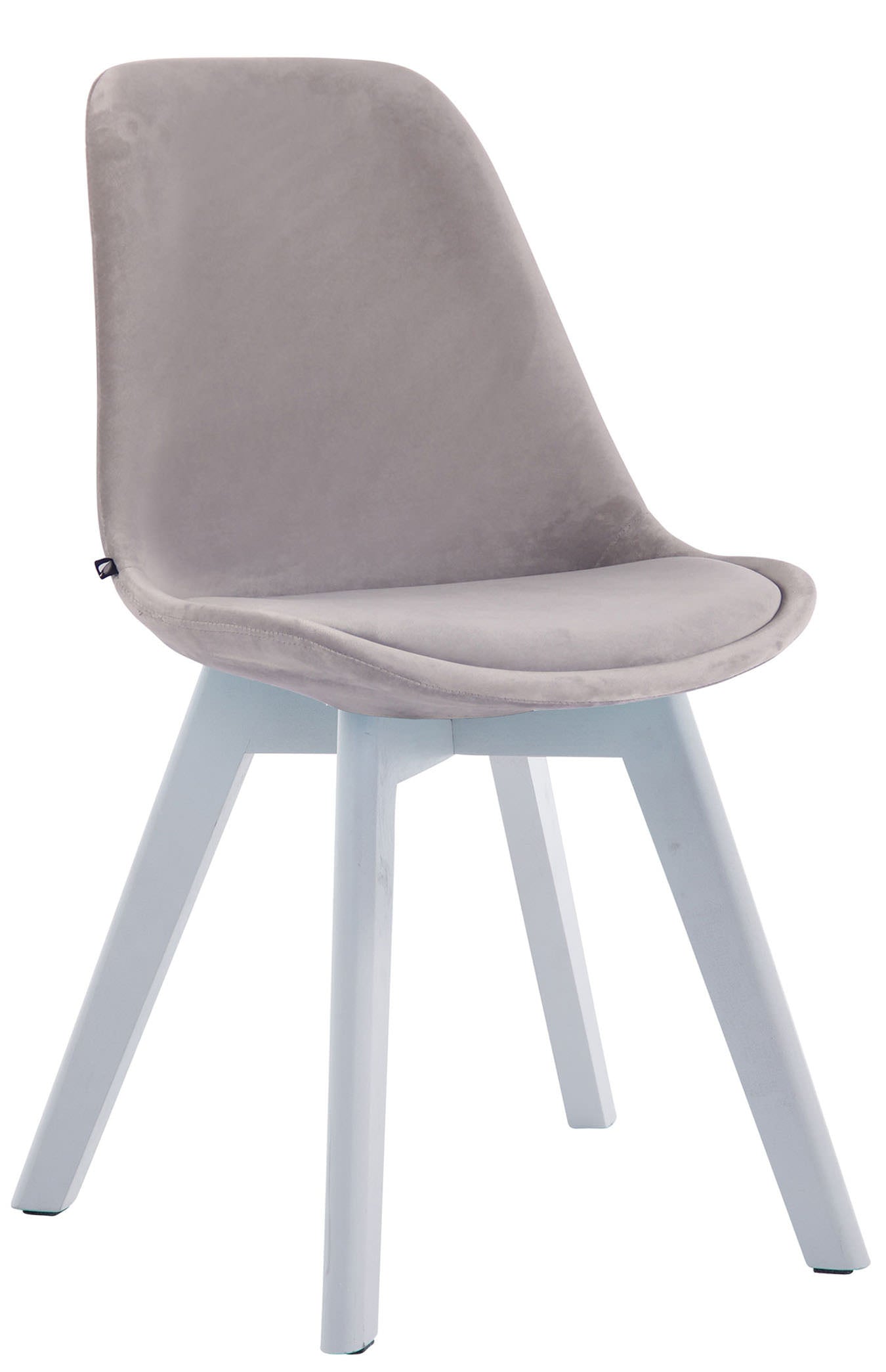 Eetkamerstoel Bezoekersstoel - Comfortabele Armstoel - Fluweel en Hout Kleur grijs Onderstel Kleur wit