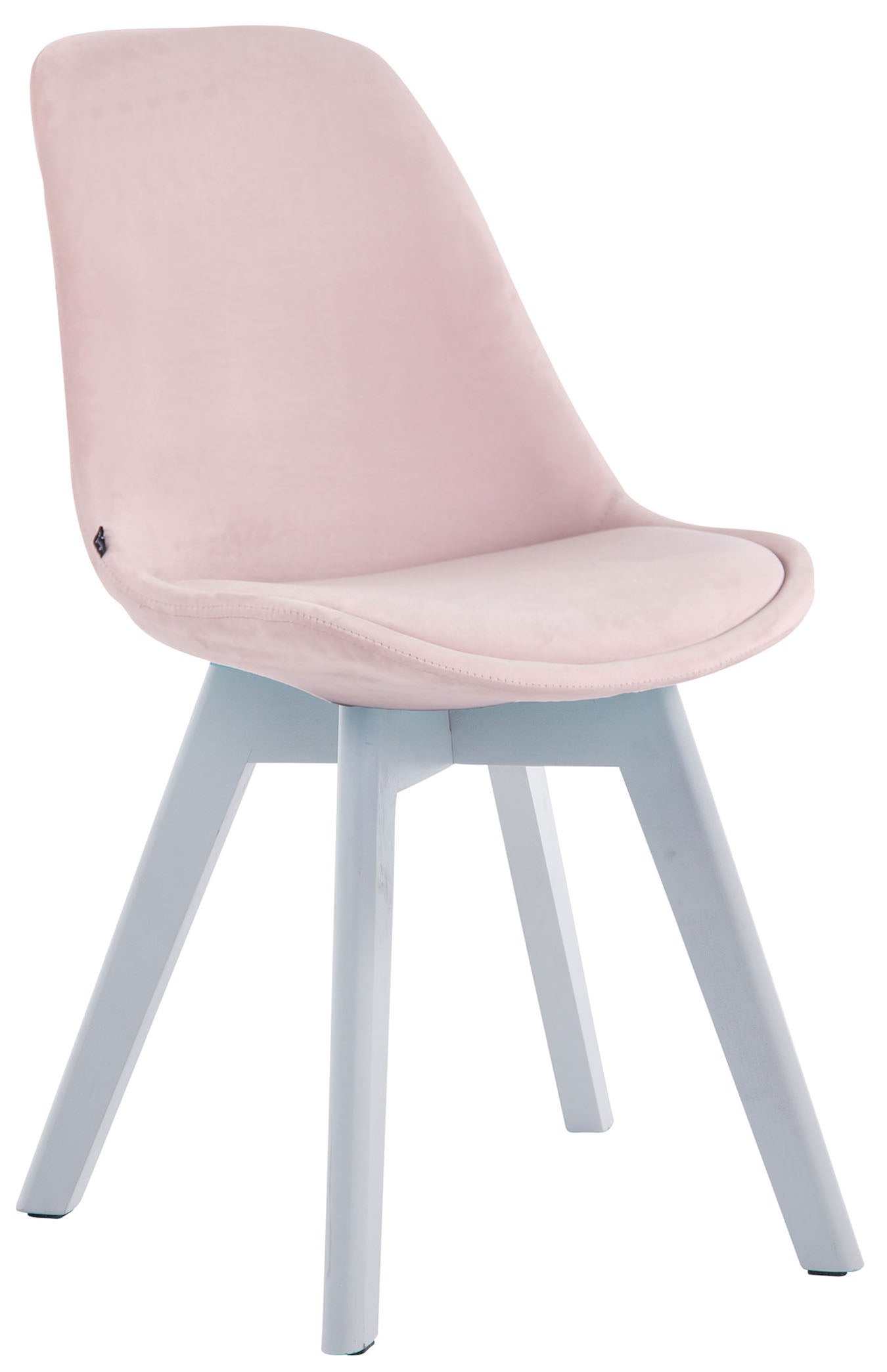 Eetkamerstoel Bezoekersstoel - Comfortabele Armstoel - Fluweel en Hout Kleur roze Onderstel Kleur wit