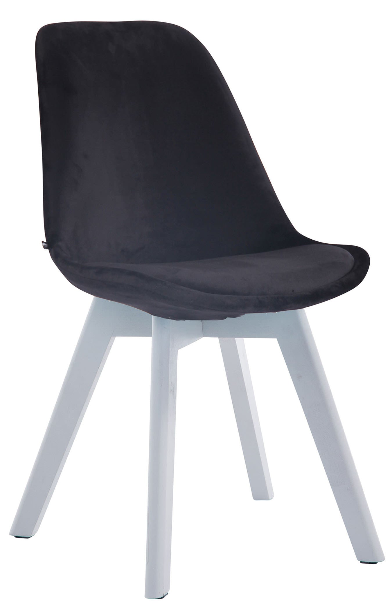 Eetkamerstoel Bezoekersstoel - Comfortabele Armstoel - Fluweel en Hout Kleur zwart Onderstel Kleur wit