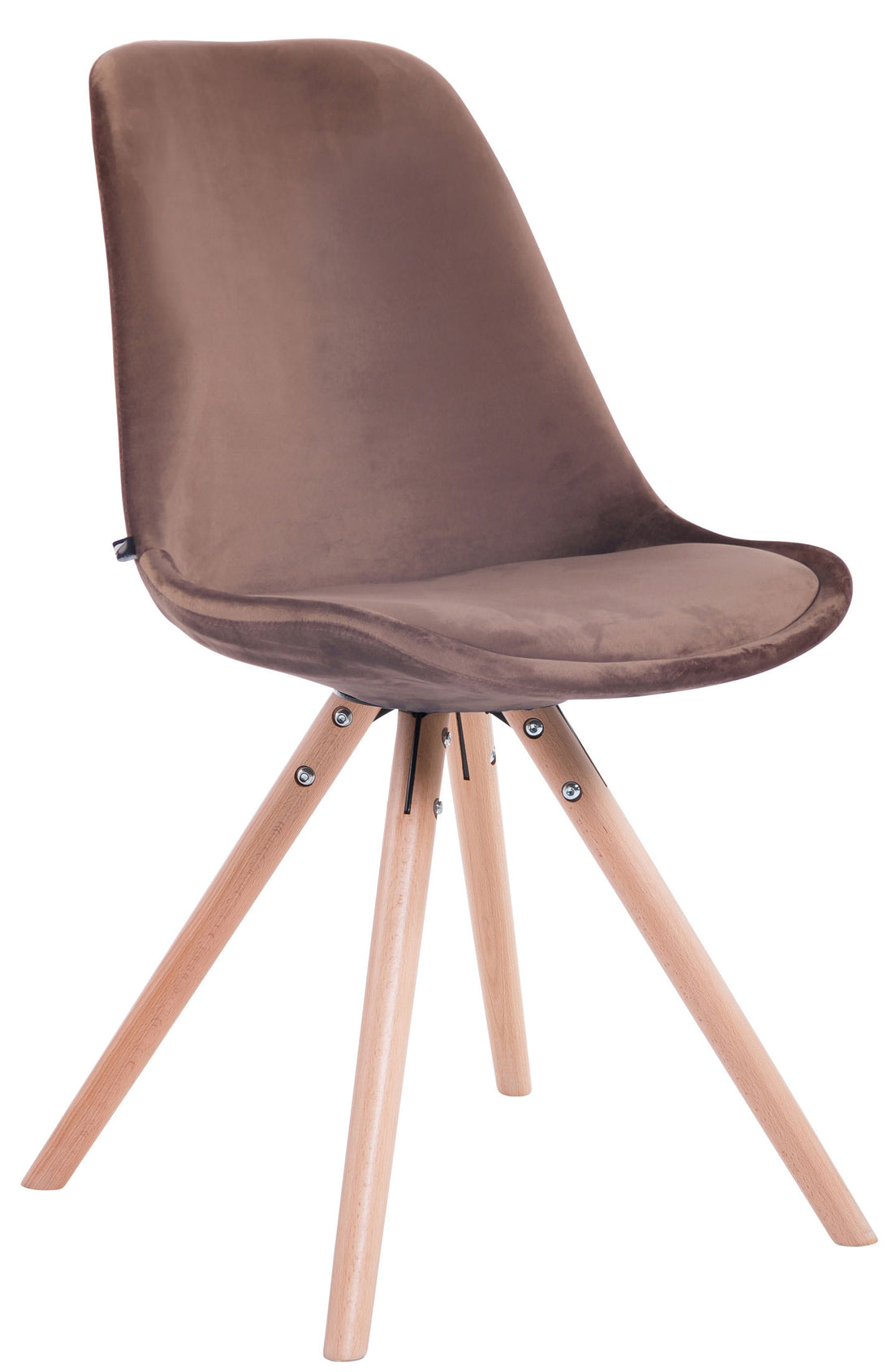Eetkamerstoel Fluweel - Luxe Stoel - Comfortabele Hoge Rugleuning, Stijlvolle Houten Onderstel Kleur bruin
