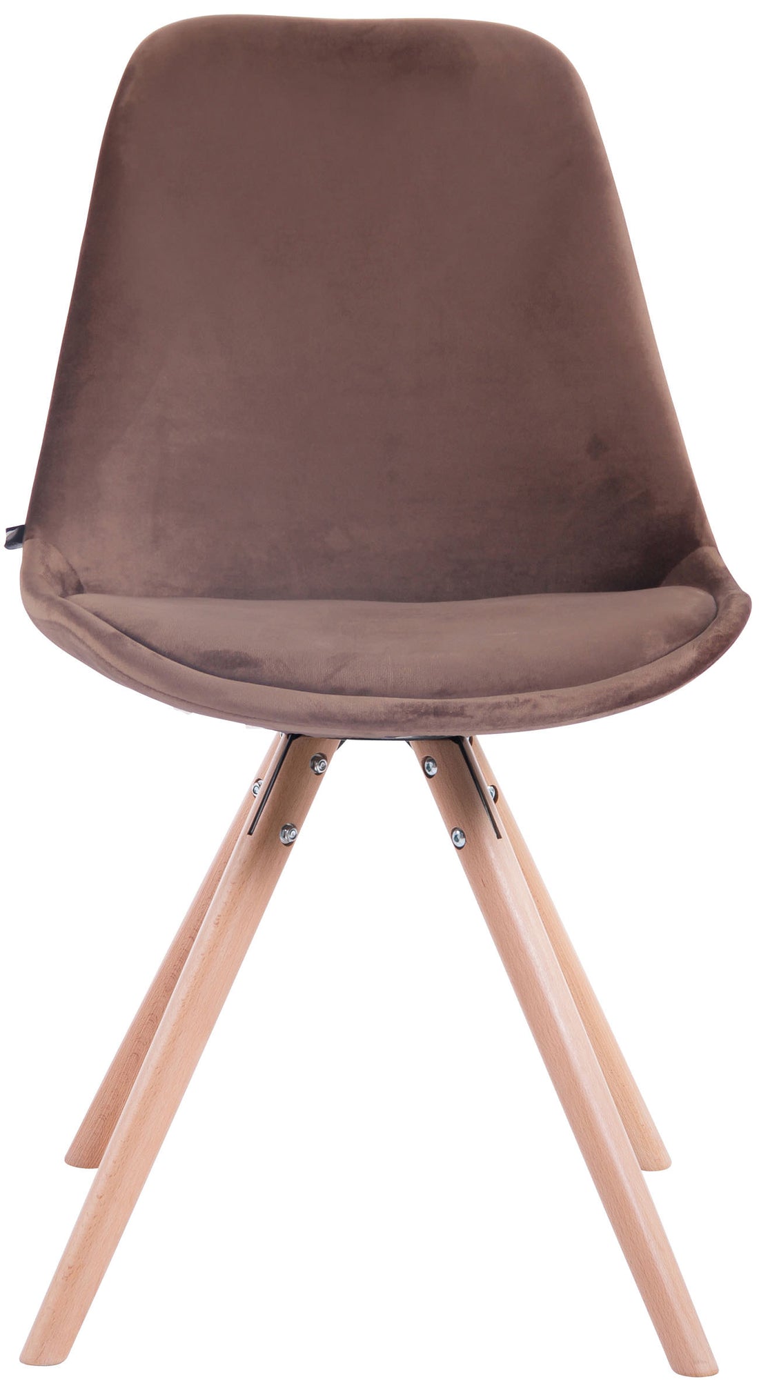 Eetkamerstoel Fluweel - Luxe Stoel - Comfortabele Hoge Rugleuning, Stijlvolle Houten Onderstel Kleur bruin