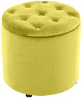 Opberghocker - Opslag en Comfort - Gestoffeerd met fluweel en stevig ontwerp Kleur geel