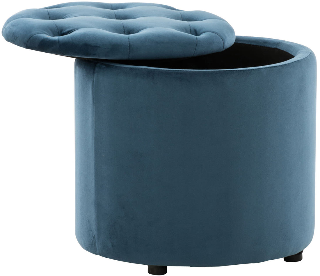 Opbergpoef met knopen - Voetenbankje - Comfort & Stijlvol Ontwerp Kleur blauw